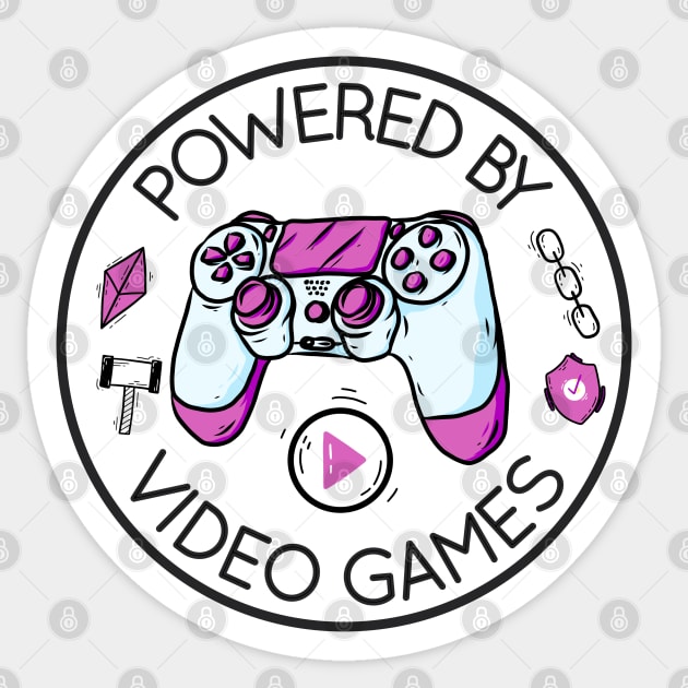 Cool Gamer Powered By Video Games Sticker by hudoshians and rixxi